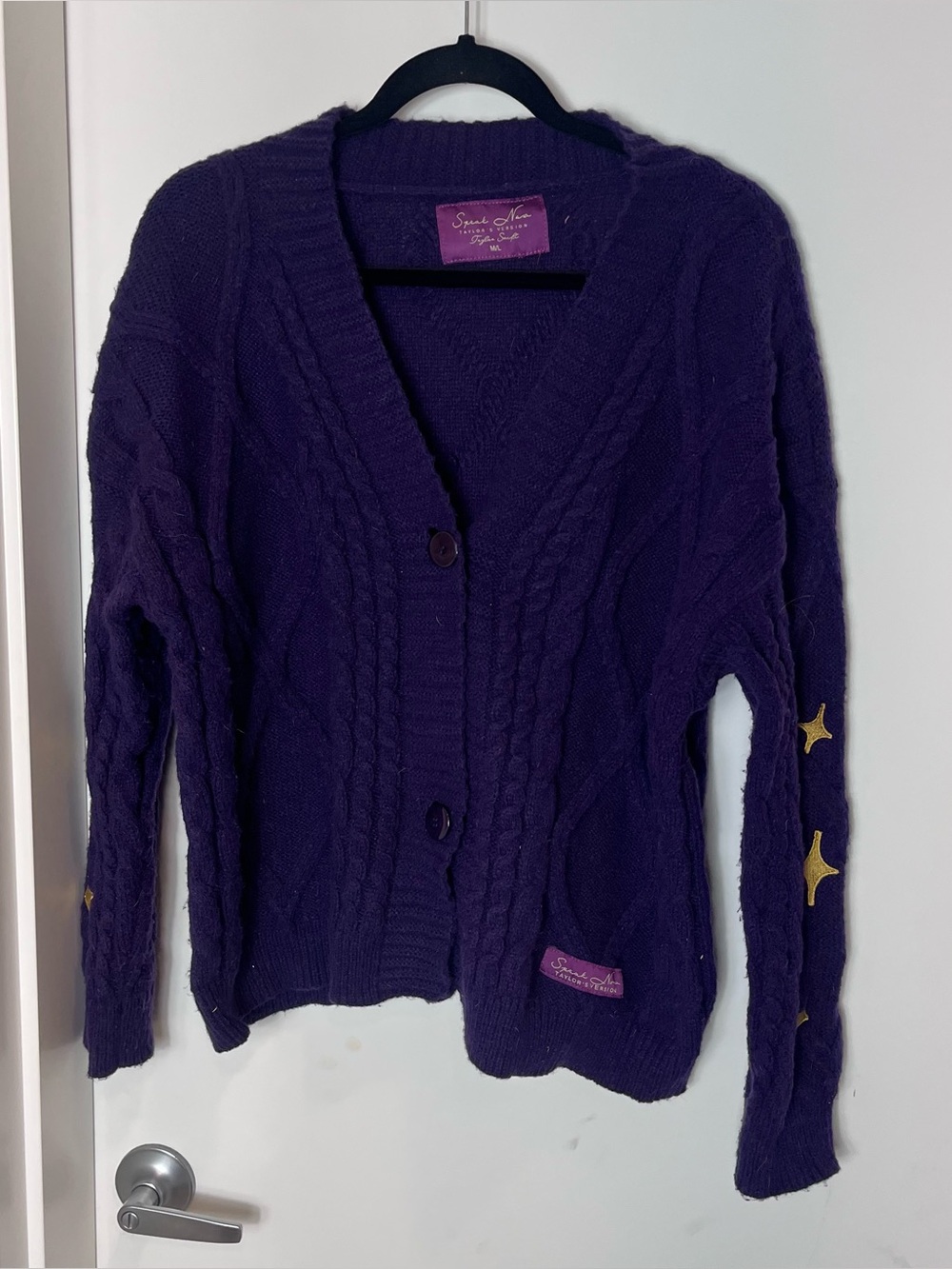 Taylor Swift Speak Now Cardigan Taylor's Version Purple Cable-Knit Sweater M/L